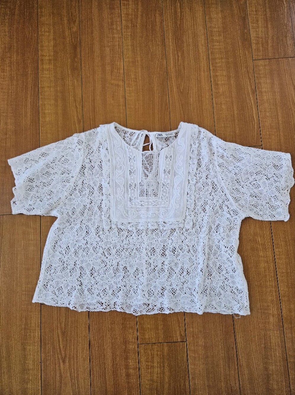 Beautiful ZARA Lace Crochet Top Blouse Sz Size LARGE L